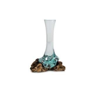 Gigan Garden & Deco Bloemenhouder - Glas op Gamal wortel - 25 cm