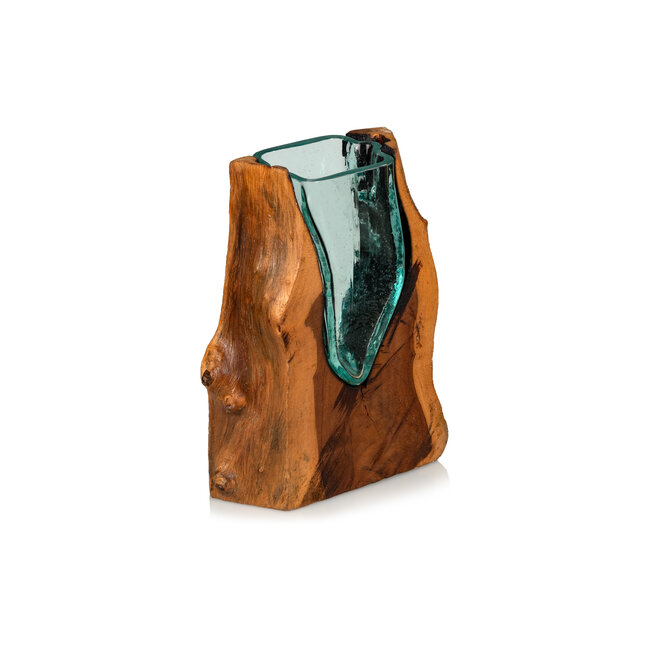 Graafbak / zandbad - Glas op Gamal wortel - 25 x 9 x 15 x 25cm