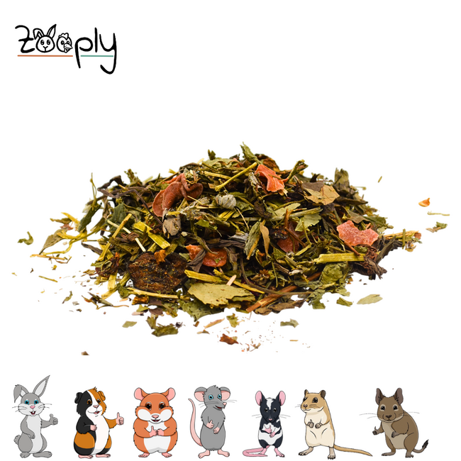 Zooply Groente & Kruidenmix - Mix van gedroogde bladeren, groenten en fruit voor konijnen, cavia's en knaagdieren - 500 gram