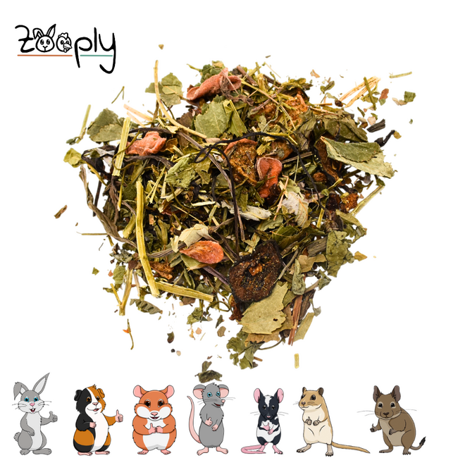 Zooply Groente & Kruidenmix - Mix van gedroogde bladeren, groenten en fruit voor konijnen, cavia's en knaagdieren - 500 gram