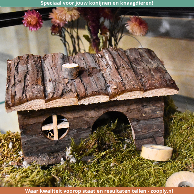 Huis Hendrik voor dwerghamsters, muizen en gerbils - 14 × 11 × 11 cm - Schorshout