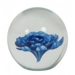 Ornament Ø8,5x8,5 cm FLOWER glas blauw