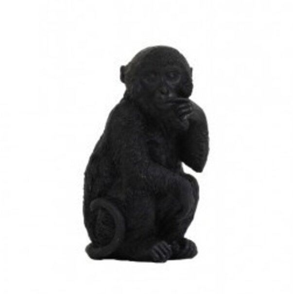 Light en Living Ornament Aap Zwart S - Stijlvol Dierenbeeldje