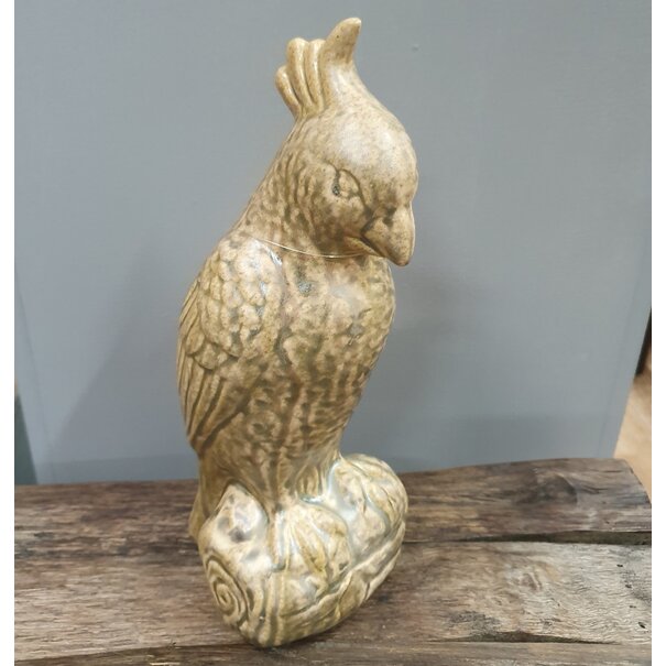 Light en Living Ornament Vogel Papegaai 12x11x28,5 cm Glanzend Olijfgroen