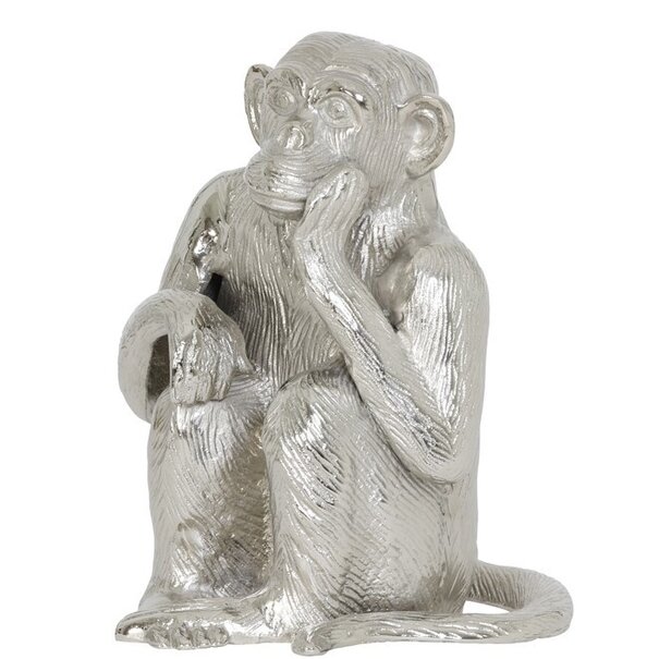 Light en Living Ornament Aap Nikkel - Stijlvol Dierenbeeldje van Light & Living