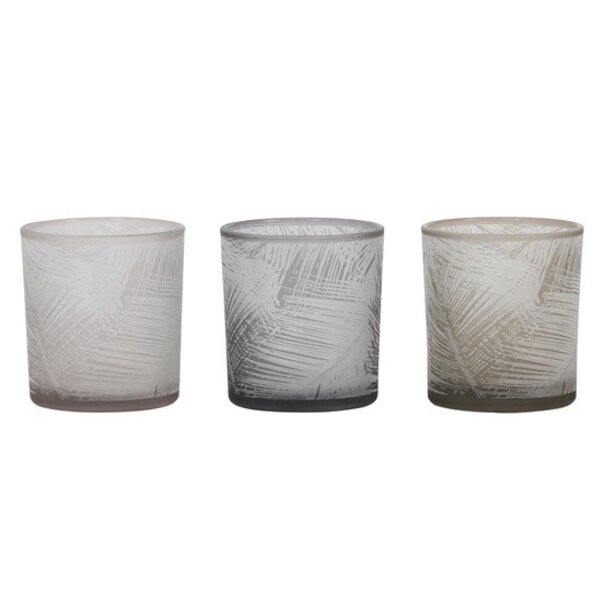 Light en Living Windlicht set van 3 SYLVER Glas Grijs, bruin en beige