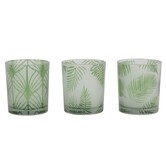 Windlicht set van 3 FOLHAS Glas Groen