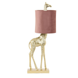 Tafellamp 20x28x68 cm GIRAFFE goud+velvet oud roze