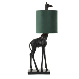 Tafellamp 20x28x68 cm GIRAFFE zwart+velvet groen