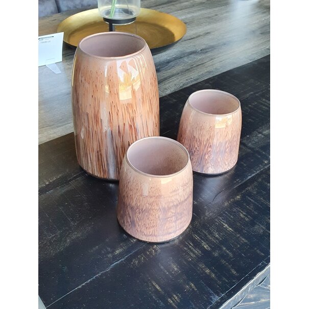 Light en Living Theelicht MONLE paars bruin Ø15x20 cm - Light en Living