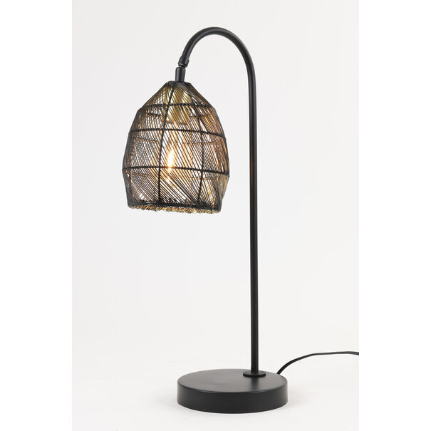 Light en Living Tafellamp 23x18x60 cm MEYA mat zwart+goud