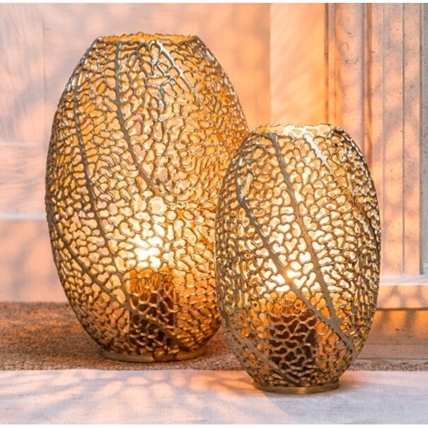 Light en Living Windlicht SINULA antiek goud - Verkrijgbaar in 2 maten