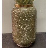Vaas deco Ø18x30 cm CHOW groen/wit-goud