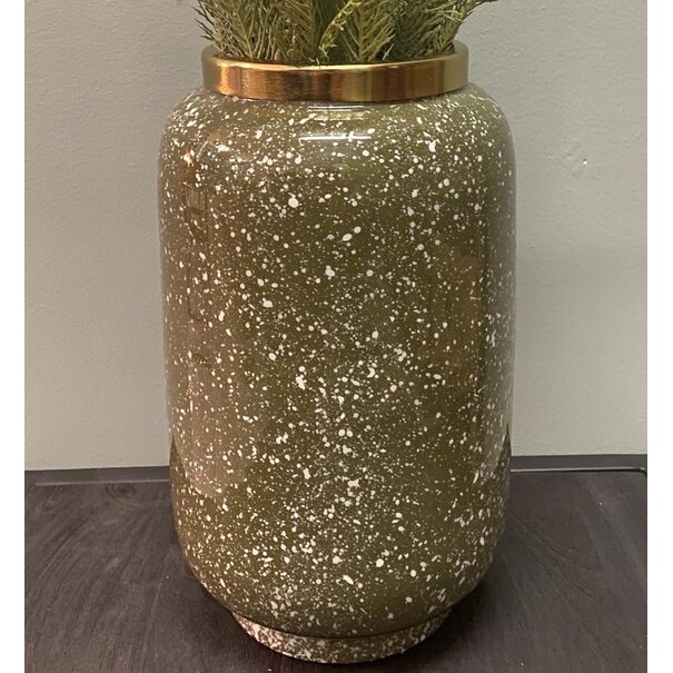 Light en Living Vaas deco Ø18x30 cm CHOW groen/wit-goud