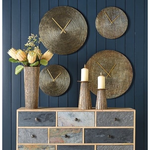Parlane Klok Swirl Aluminium Goud - Luxe Wandklok