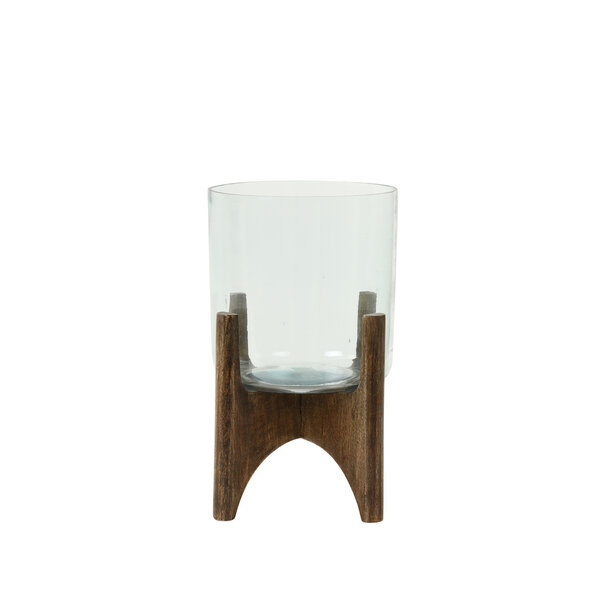 Light en Living Vaas op voet JACE glas+hout bruin - 2 afmetingen