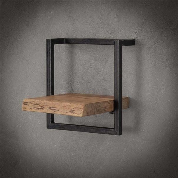 WoonStijl Wandplank Live Edge 30 cm breed met acaciahout en staal