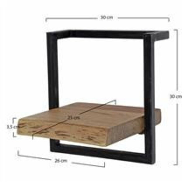 WoonStijl Wandplank Live Edge 30 cm breed met acaciahout en staal