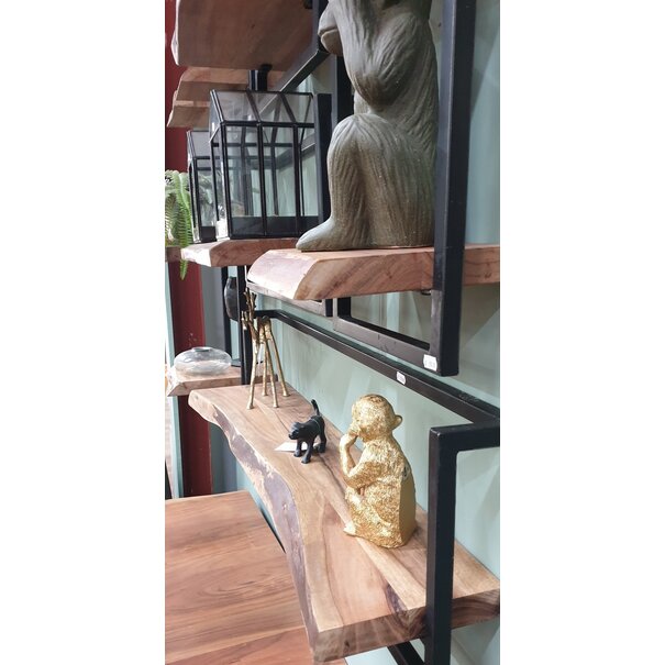 WoonStijl Wandplank Live Edge 30 cm breed met acaciahout en staal