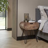 Nachtkastje Barrel met 1 lade - Mangohout & Zwart Metaal