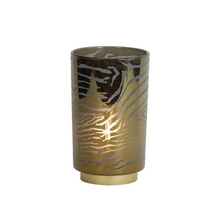 Tafellamp LED Ø10x12,5 cm ZEBRA glas grijs+goud