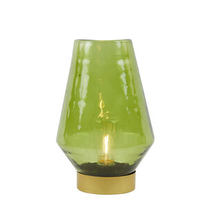 Tafellamp LED JAYA glas  groen+goud
