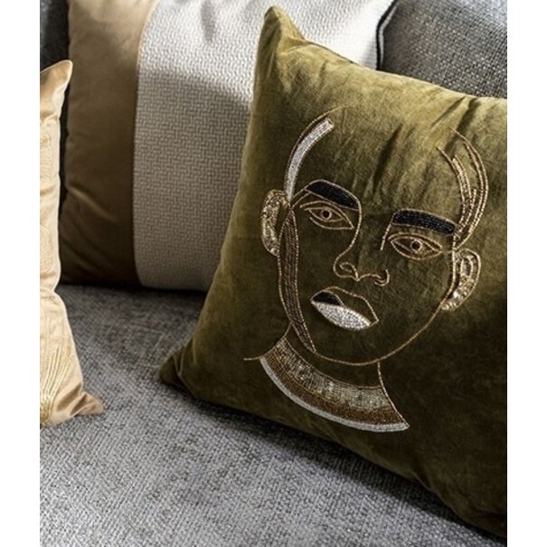 By Boo Kussen Dax - Trendy velvet sierkussen met kralen - Diverse kleuren