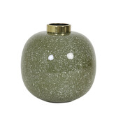 Sfeervolle Vaas CHOW Ø26x26 cm in Groen, Wit en Goud