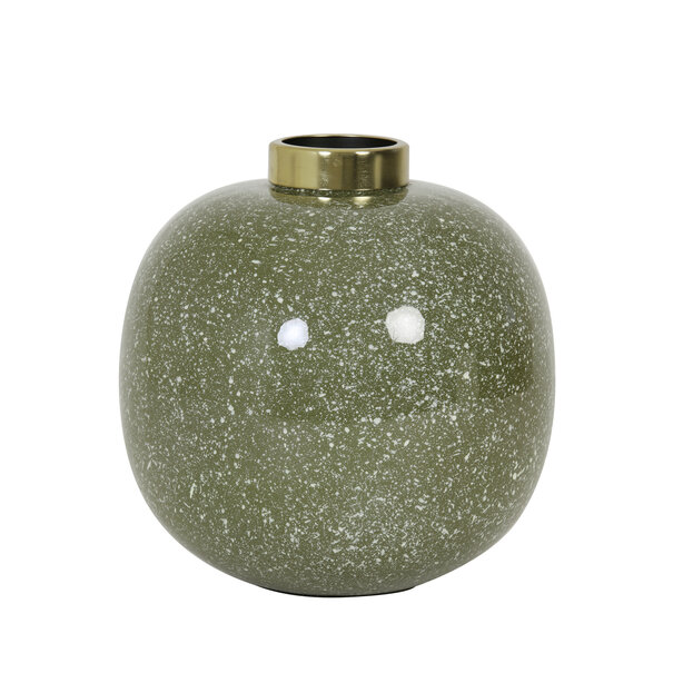 Light en Living Sfeervolle Vaas CHOW Ø26x26 cm in Groen, Wit en Goud
