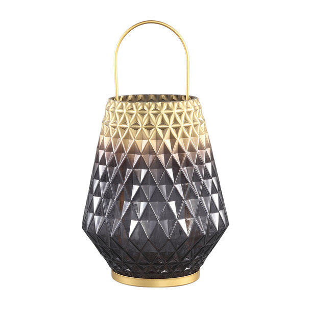 PTMD Windlicht Shanice Grijs/Goud L - Sfeervol PTMD Windlicht