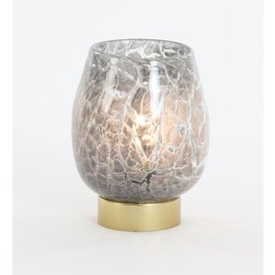 Tafellamp LED Ø13x17 cm SYLAS glas grijs+brons