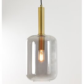 Hanglamp Ø22x52 cm LEKAR antiek  brons+smoke glas