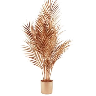 Ornament in pot PALMTREE  metallic licht koper - 2 maten