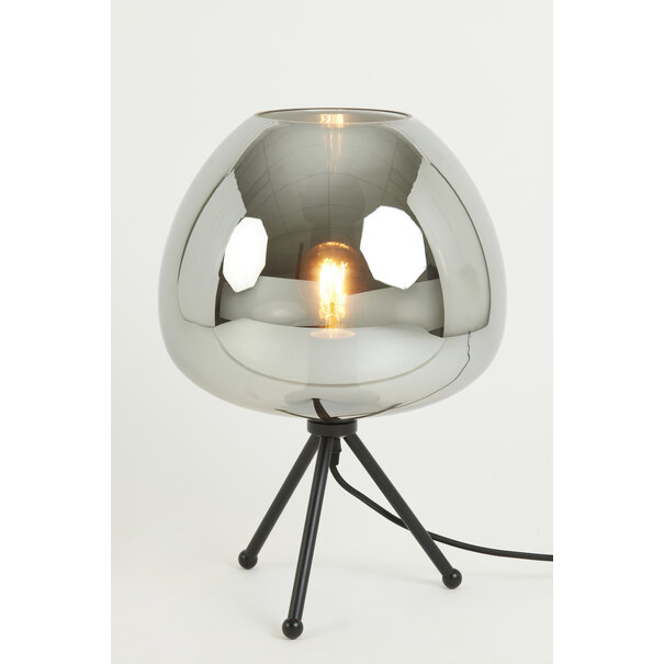 Light en Living Tafellamp Ø30x43 cm MAYSON mat  zwart+glas smoke