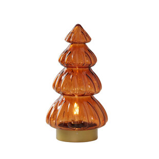 Tafellamp LED Ø15x28 cm TREE glas glans  donker oranje