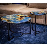 Salontafel Logan Bruinglass met stalen onderstel