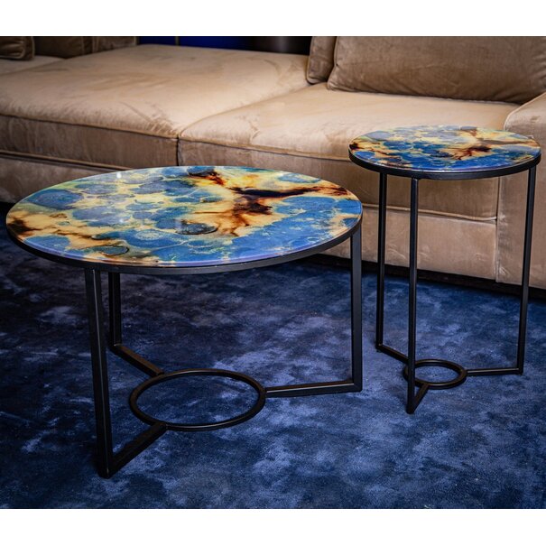 PTMD Salontafel Logan Bruinglass met stalen onderstel