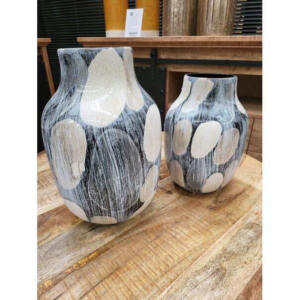 Parlane Vaas MORELY 20x20x28 cm Zwart/Bruin - Stijlvolle Woondecoratie
