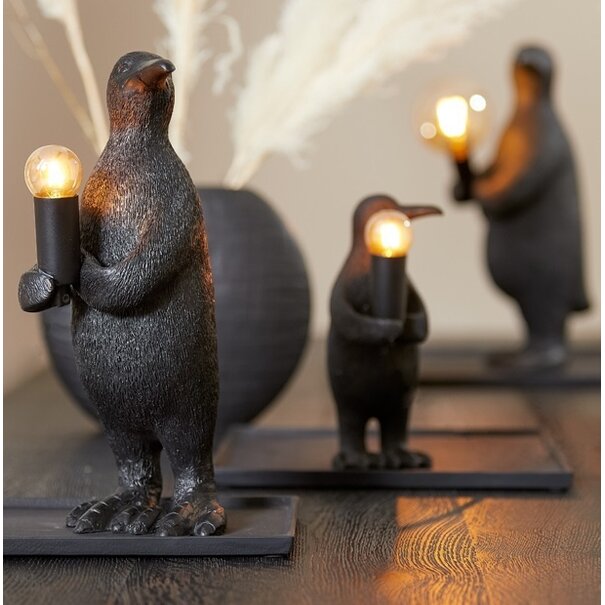 Light en Living Tafellamp E14 pinguïn mat zwart - Diverse afmetingen
