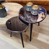 Bijzettafel 37x35x44,5 cm DIVO spiegel  bruin glas+zwart