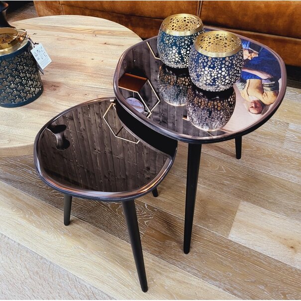 Light en Living Bijzettafel 37x35x44,5 cm DIVO spiegel  bruin glas+zwart