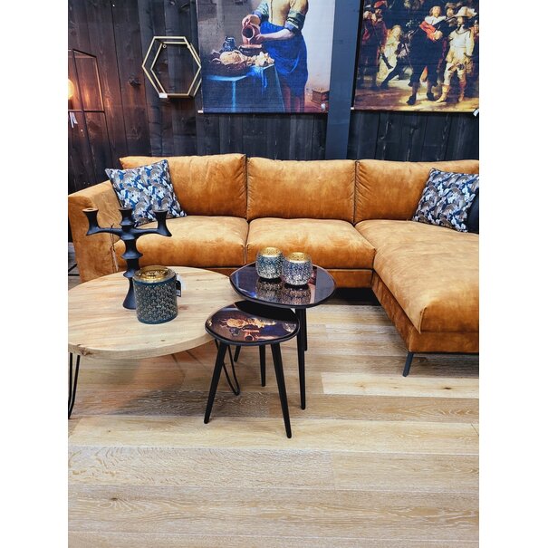 Light en Living Bijzettafel 37x35x44,5 cm DIVO spiegel  bruin glas+zwart