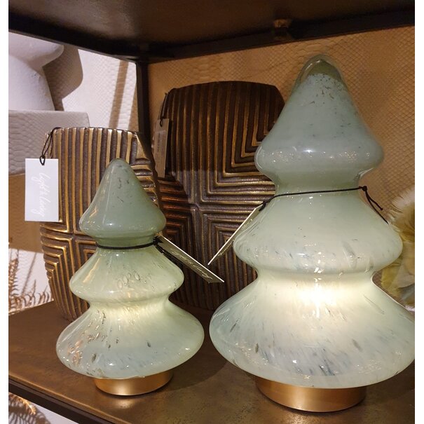Light en Living Tafellamp LED Ø14x20 cm TREE glas mint groen+goud