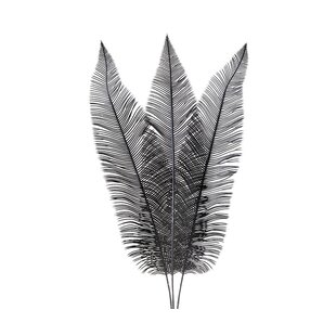 Ornament 3 bladeren 14x0,5x89 cm  FERN zwart