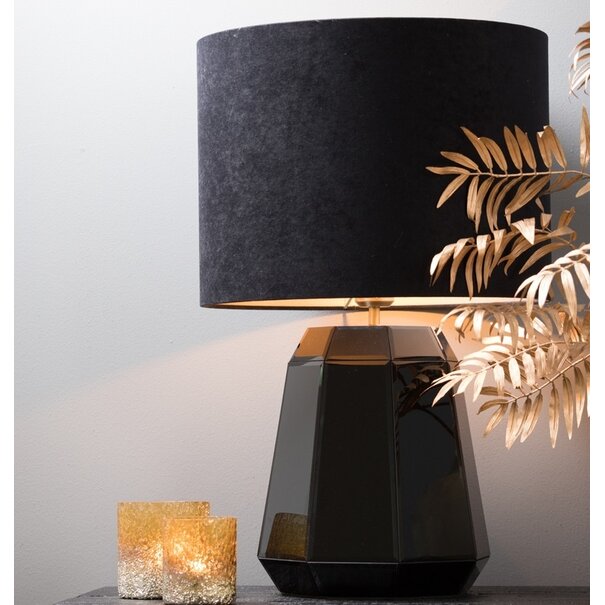 Light en Living Lampenkap cilinder VELOURS zwart-taupe - diverse maten