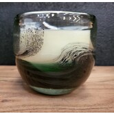 Pot met kaars 9x9x9 cm OASIS glas groen  zwart