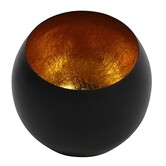 Theelicht Obion M zwart / goud