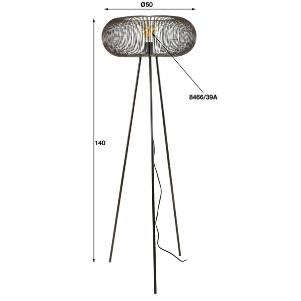 WoonStijl Vloerlamp copper twist groot