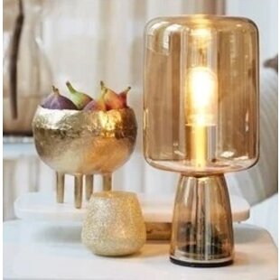 Tafellamp LOTTA glas  amber+goud Ø16X32 cm