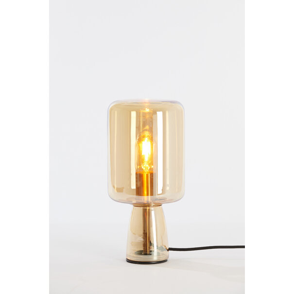 Light en Living Tafellamp LOTTA glas  amber+goud Ø16X32 cm